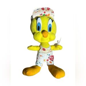 Vintage 1998 Warner Bros. Looney Tunes Tweety Bird Painter Plush (flaws)